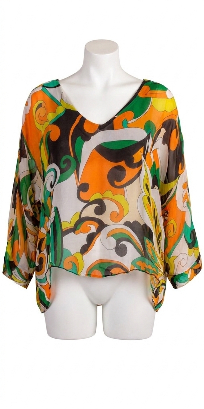 NEW GIGI MODA groovy print isabetta long sleeve top in black